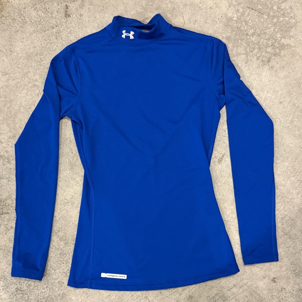 Under Armour Women's ColdGear Fitted Long Sleeve Mock Shirt 1215968-400 Blue